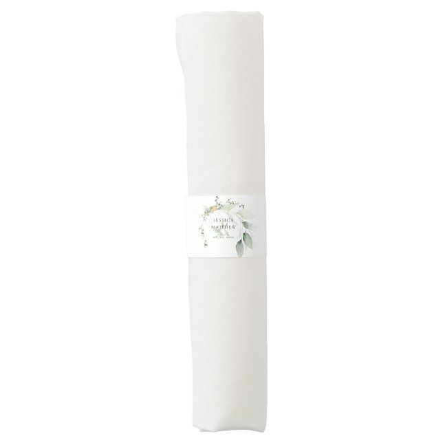 Modern Green and Gold Eucalyptus Wedding  Napkin Bands (Front)