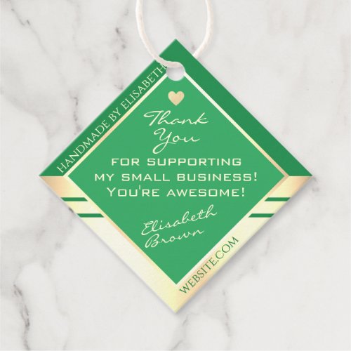 Modern Green and Gold Product Packaging Thank You  Favor Tags