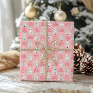 Modern Green and Pink Christmas Wrapping Paper