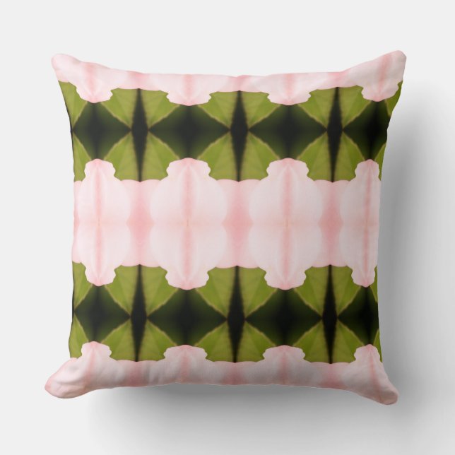 Modern Green And Pink Throw Pillow (Front)