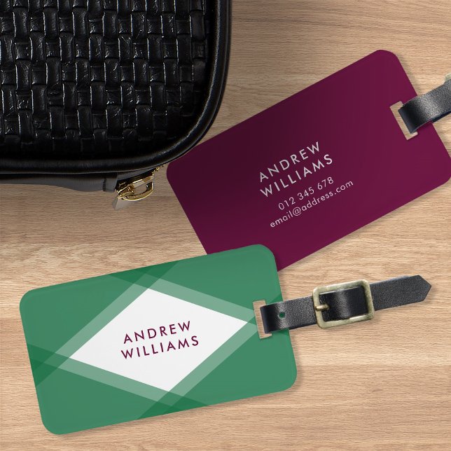 Modern Green and Purple Layered Geometric Luggage Tag (Creator Uploaded)