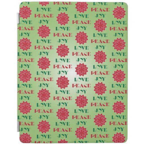Modern Green and Red Love Peace Joy quote iPad Smart Cover