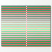 Modern green and red stripes matte Christmas Wrapping Paper