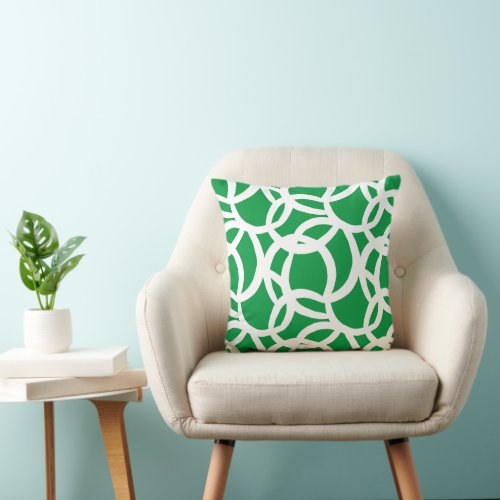 Modern Green and White Abstract Pattern Throw Pillow