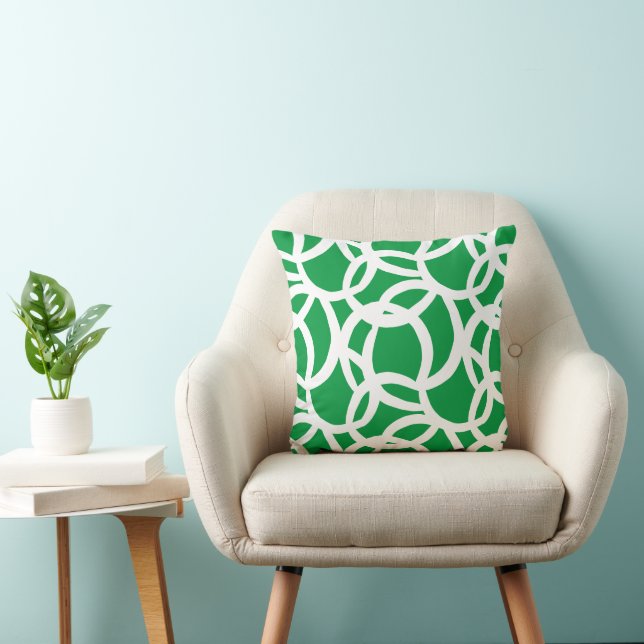 Modern Green and White Abstract Pattern Throw Pillow (Chair)