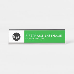 Modern Green and White - Add Logo, Name, Title Desk Name Plate