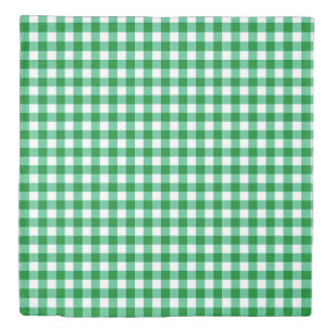Modern Green and White Buffalo Checks Duvet Cover