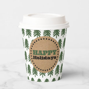 Modern Green and White Christmas Tree Paper Cups