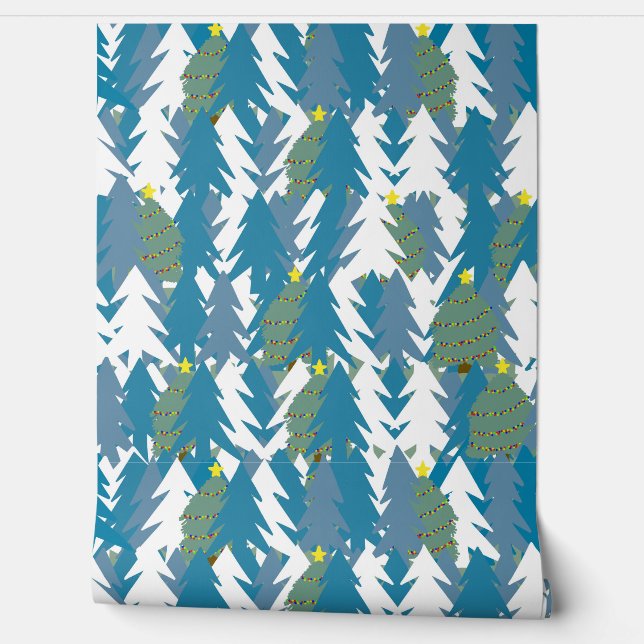 Modern, green and white christmas wallpaper  (Unrolling)