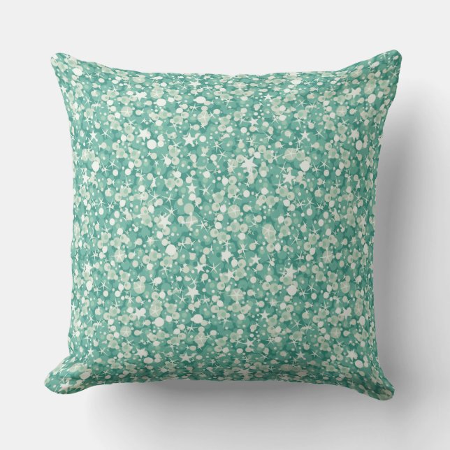 Modern Green And White Glitter Throw Pillow (Front)