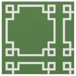 Modern Green and White Greek Key Pattern Fabric