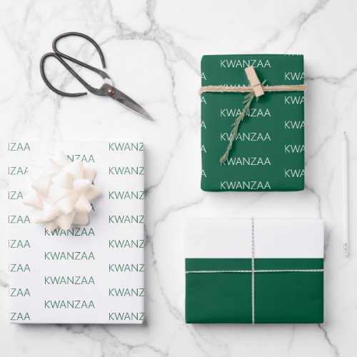 Modern green and white Kwanzaa Wrapping Paper Sheets