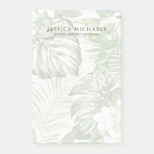 Modern Green and White Palm Leaves Post_it Notes
