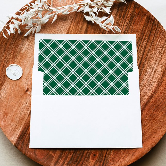 Modern Green and White Plaid Pattern Envelope Liner (Creator Uploaded)