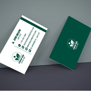 Modern Green and White QR Code Business Card