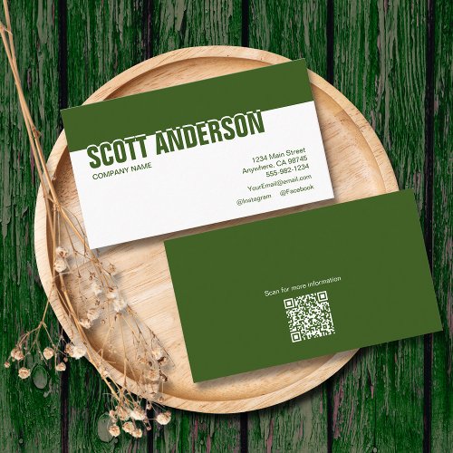 Modern Green and White Social Media Business Card