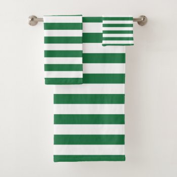 Modern Green And White Striped   Bath Towel Set by InTrendPatterns at Zazzle
