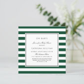 Modern Green and White Stripes Pattern Baby Shower Invitation (Standing Front)