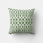 Modern Green And White Trellis Pattern Outdoor Pillow at Zazzle