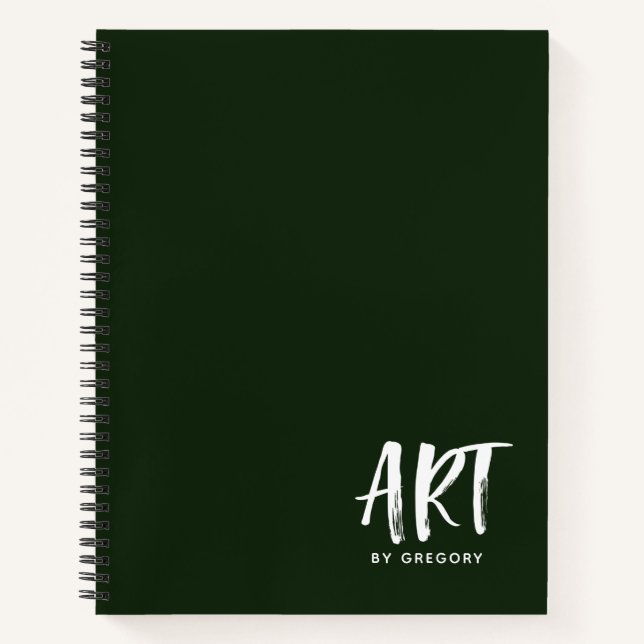 Modern Green Artist Sketchbook With Name Notebook (Front)