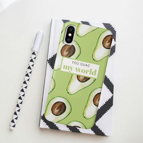 Modern Green Avocado Fun Quote iPhone XS Case