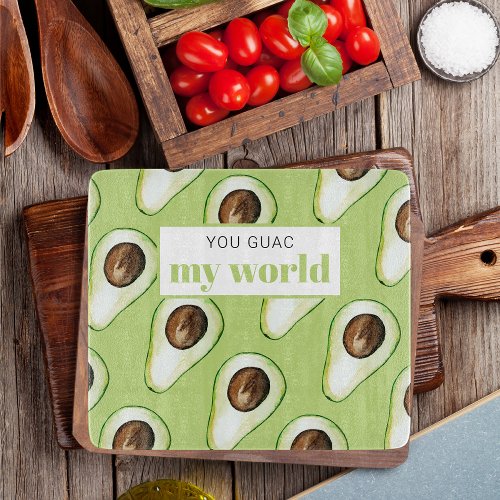 Modern Green Avocado Fun Quote Cutting Board