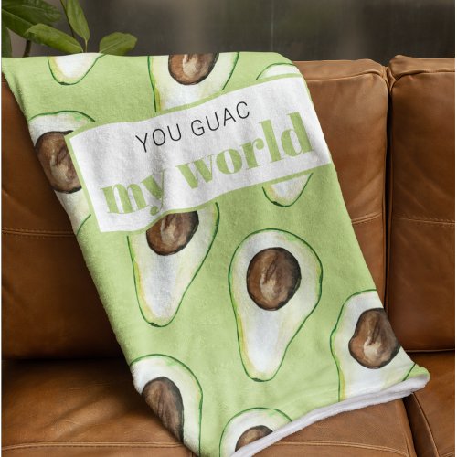 Modern Green Avocado Fun Quote Fleece Blanket