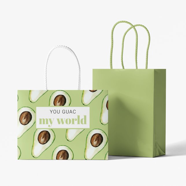 Modern Green Avocado Fun Quote Large Gift Bag (Creator Uploaded)