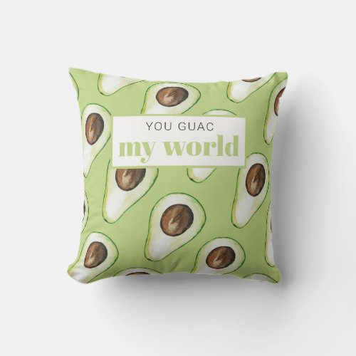 Modern Green Avocado Fun Quote Outdoor Pillow