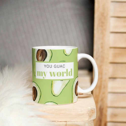 Modern Green Avocado Fun Quote Two_Tone Coffee Mug