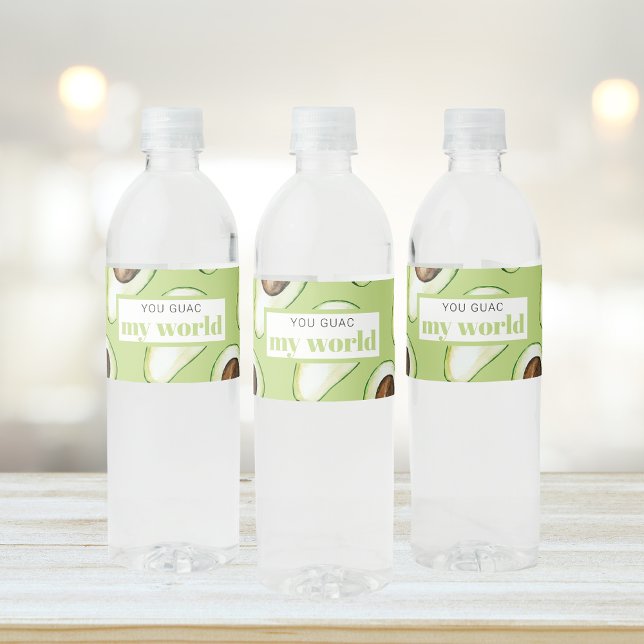 Modern Green Avocado Fun Quote Water Bottle Label (Creator Uploaded)