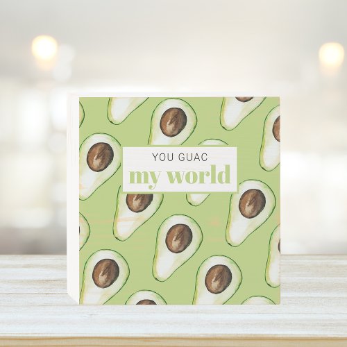 Modern Green Avocado Fun Quote Wooden Box Sign