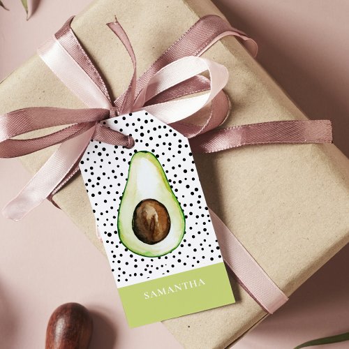 Modern Green Avocado Personalized Name  Gift Tags