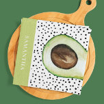 Modern Green Avocado Personalized Name  Kitchen Towel<br><div class="desc">Modern Green Avocado Personalized Name</div>