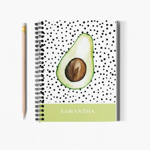 Modern Green Avocado Personalized Name  Notebook