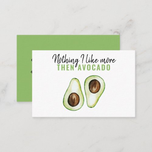 Modern Green Avocado Quote For Avocado Lover Gift Business Card