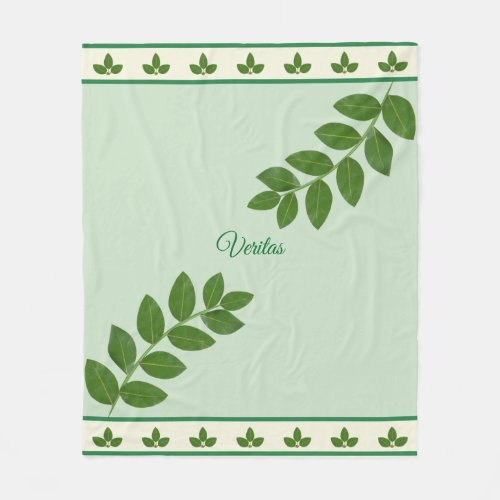 Modern Green Bay Leaves Fleece Blanket