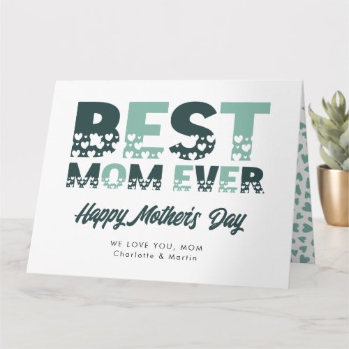 Modern Green Best Mom Ever Photo Happy Mothers Card