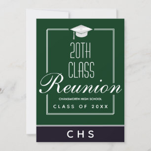 Modern Green Black 20th Class Reunion Invitation