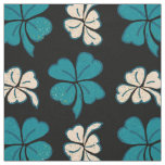 Modern Green Black Clover Shamrock Drawing Pattern Fabric