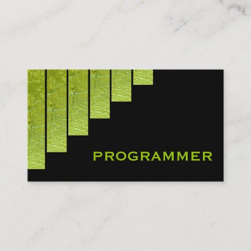 Modern green, black vertical stripes programmer business card templates