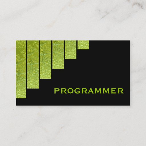Customizable Modern green, black vertical stripes programmer business card templates