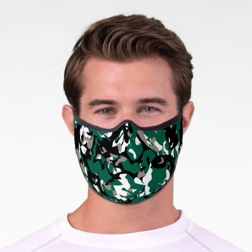 Modern Green Black White Camo Premium Face Mask