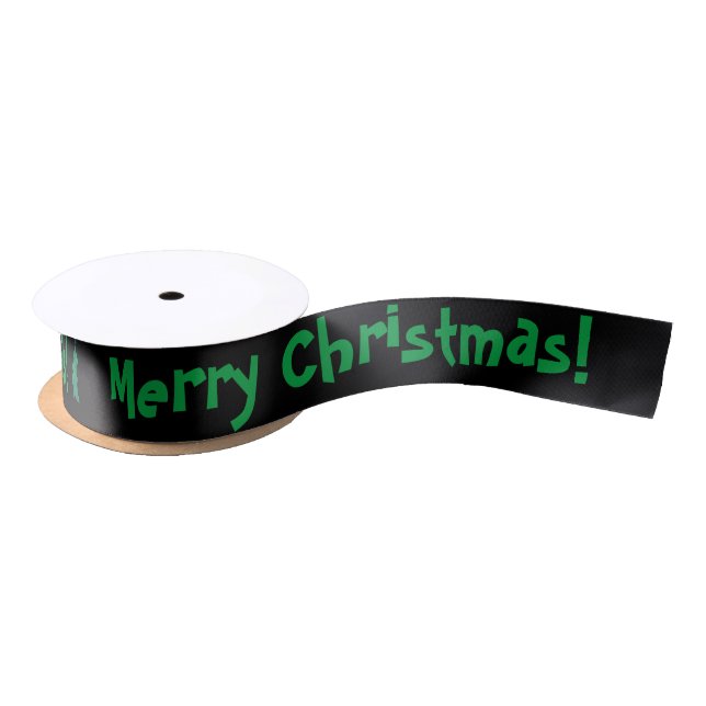 Modern Green Blue Black Christmas Tree Satin Ribbon (Spool)