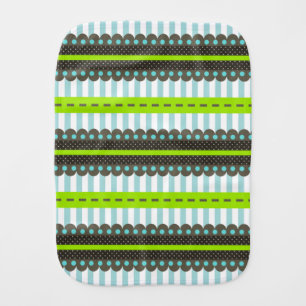 Modern Green, Blue, Brown Stripes & Dots Pattern Burp Cloth