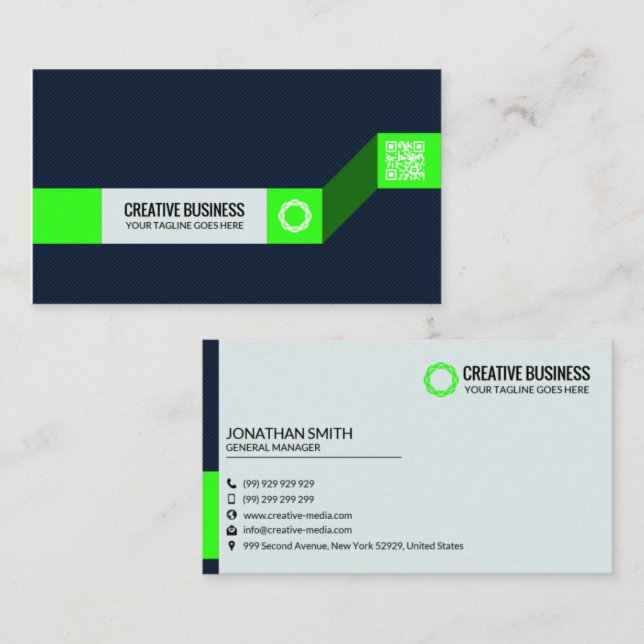Modern Green & Blue Business Card | Creative Corpo (Front/Back)