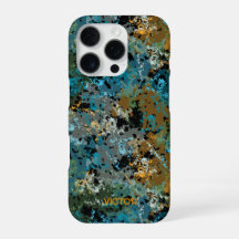 Modern Green Blue Camo Army Masculine Custom Name