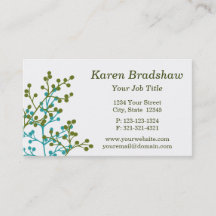 Modern Green & Blue Floral Business Card