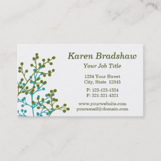 Modern Green & Blue Floral Business Card
