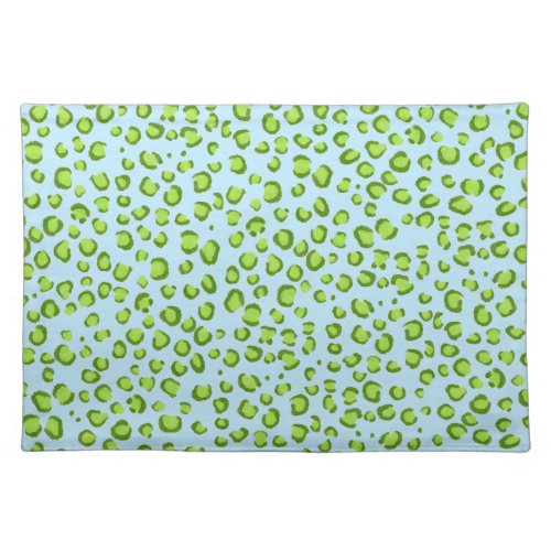 Modern Green Blue Leopard Pattern Animal Print Cloth Placemat
